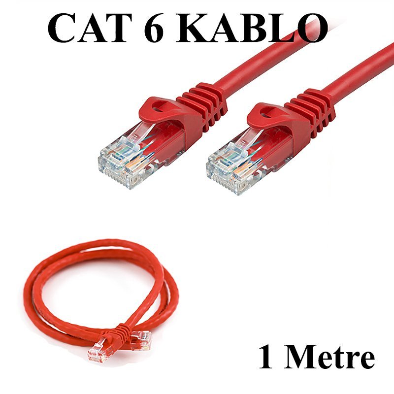 CAT 6 Patc Ethernet Kablo 23AWG Fabrikasyon - 1 Metre - Kırmızı