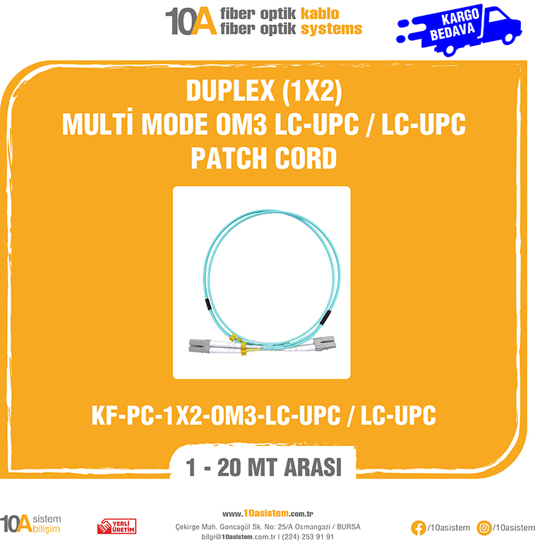 Fiber Optik Duplex X Multi Mode Om Sc Upc Sc Upc Patch Cord Fiyatlar Ve Zellikleri