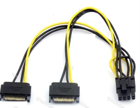 OEM 2x SATA to 8 PİN (6+2) PCI-E Express Güç Kablo