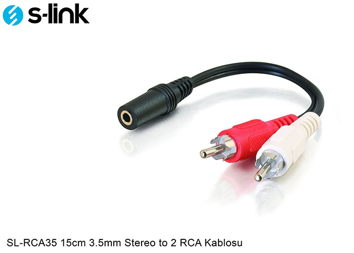 S-link SL-RCA35 15cm 3.5mm Stereo to 2 RCA Kablosu