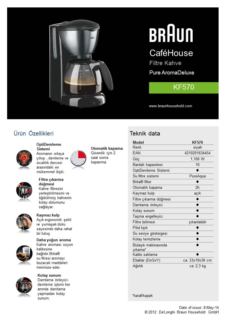 Braun KF570 CafeHouse Pure Filtre Kahve Makinesi