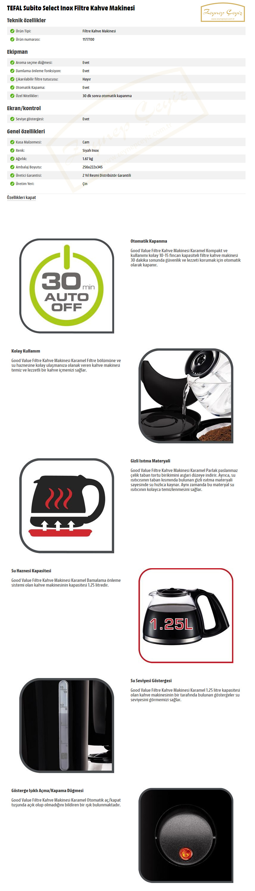 Tefal Subıto Select Inox Filtre Kahve Makinesi
