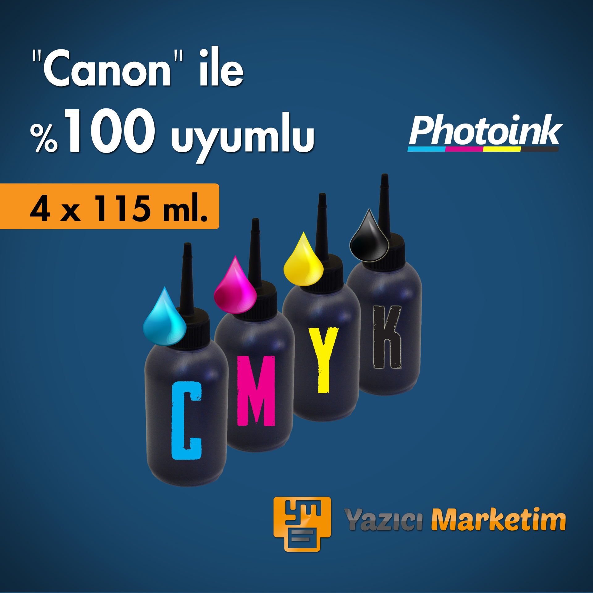 Canon Yazıcılar İçin Uyumlu Photoink Mürekkep Seti 4x115ml