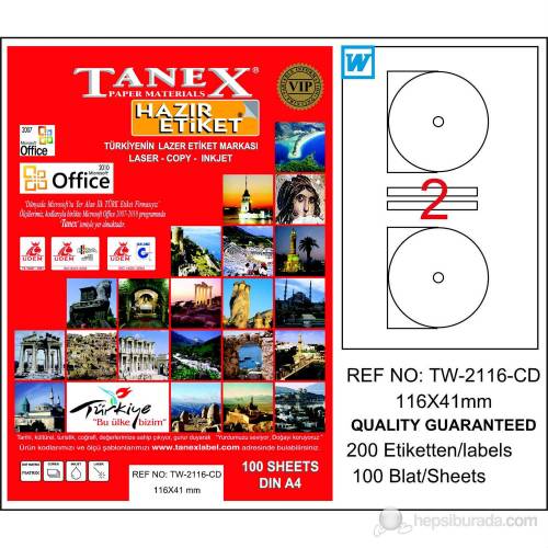 Tanex TW-2116 200 L CD Etiketi