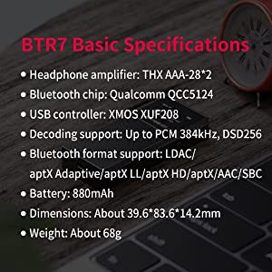 Specifications of btr7 amplifier