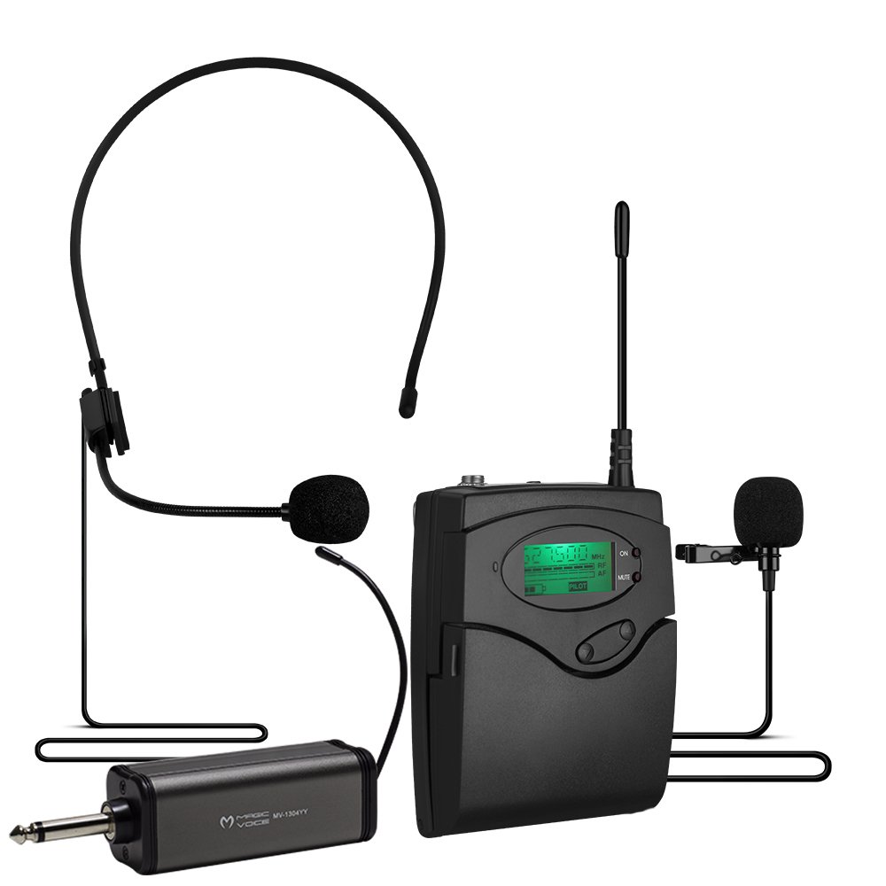 Magicvoice MV-1303Y Kablosuz 1 Yaka+1 Headset Telsiz Mikrofon