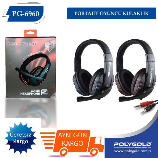 Polygold PG-6960 Kulaküstü Oyuncu Kulaklığı Bilgisayar Gamer