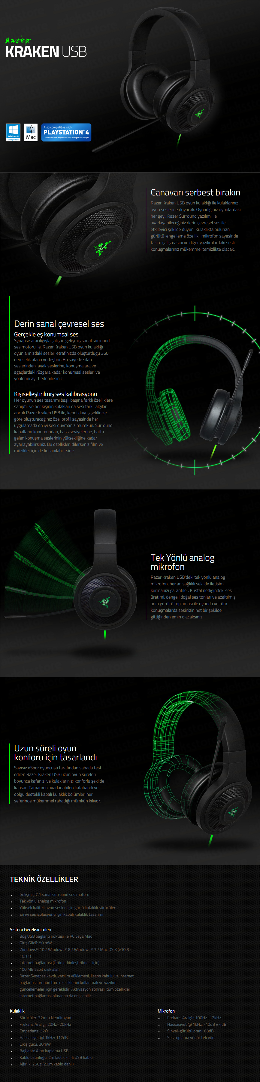 Razer Kraken Usb Gaming Kulaklik Adeks Store