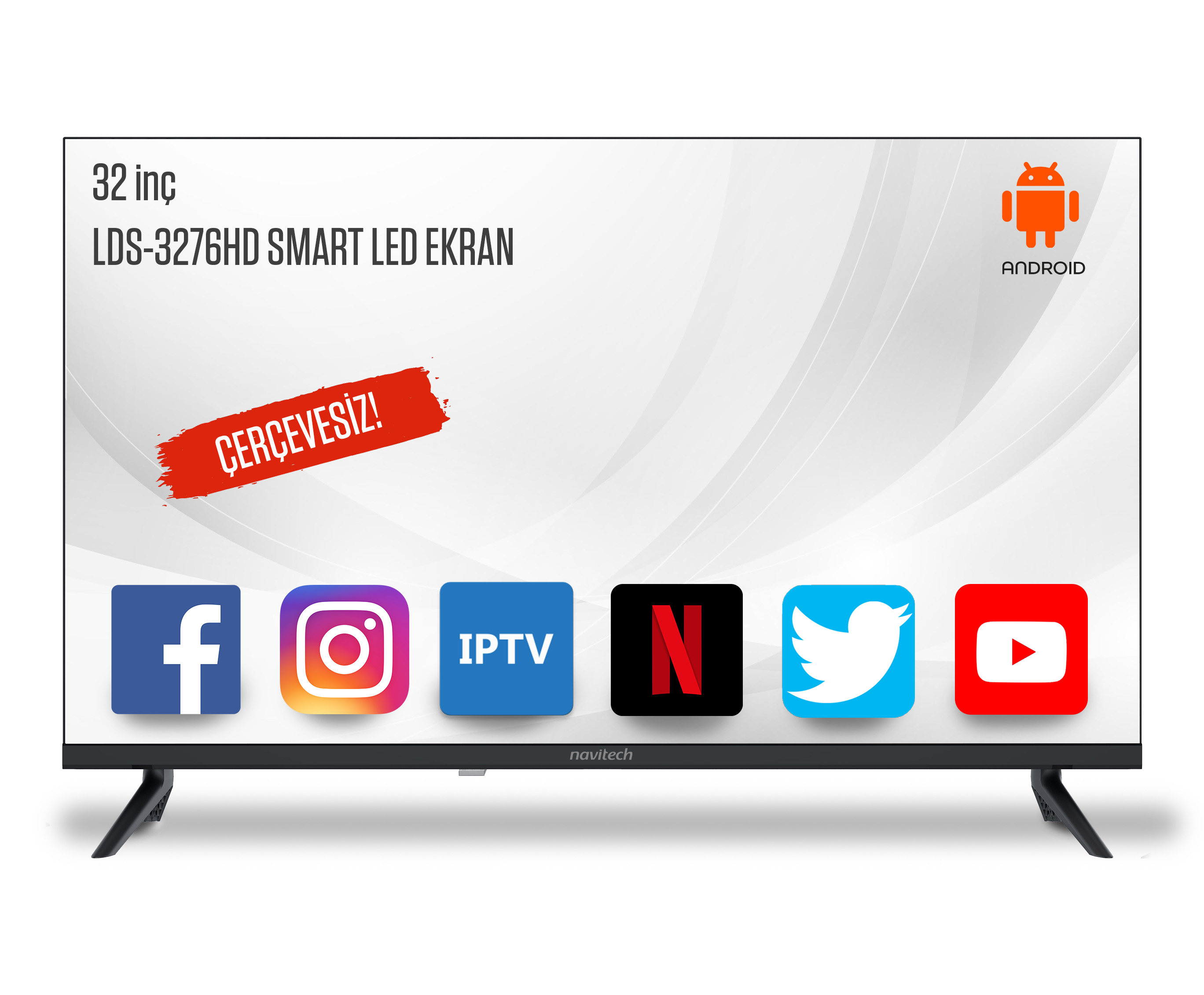 Navitech LDS-3276HD, 32” framless Android Smart HD LED Ekran