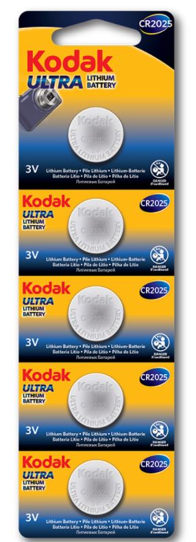 Kodak Ultra CR2025 Lityum Kartela Düğme Pil 5'li