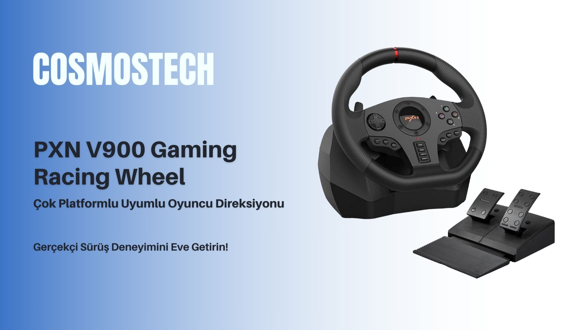 Cosmostech Pxn V900 Gaming Racing Wheel Pc, Ps4, Ps3, Switch, Xbox One