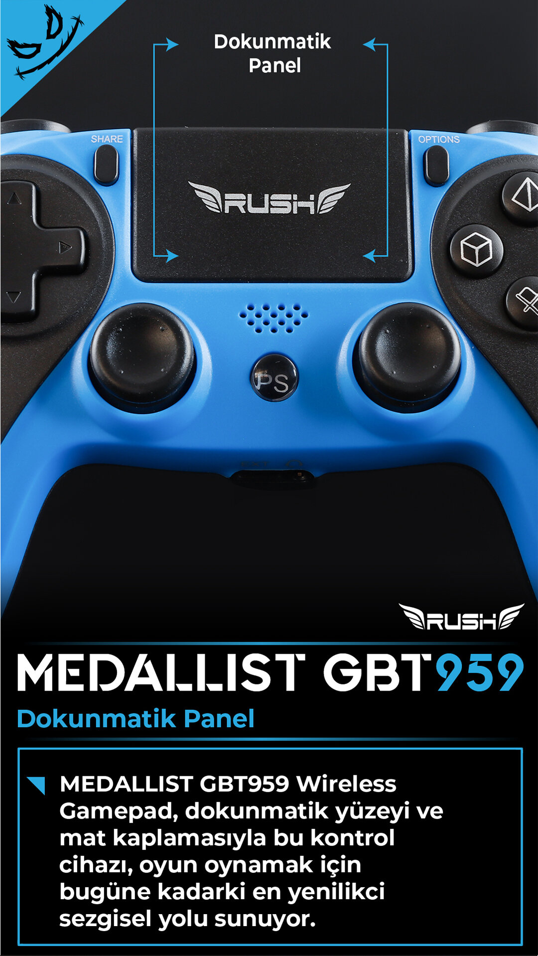 rush medallist gbt959 android pc ps4 kablosuz gamepad oyun kolu fiyatlari ve ozellikleri