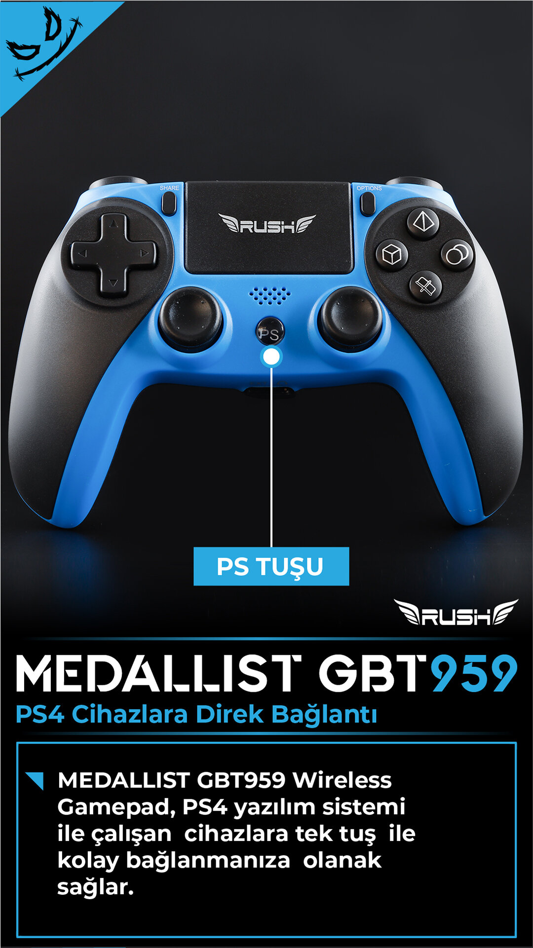 rush medallist gbt959 android pc ps4 kablosuz gamepad oyun kolu fiyatlari ve ozellikleri