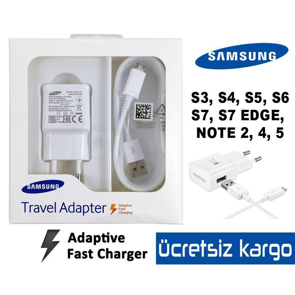 Samsung Hızlı Şarj Kablosu Şarj Aleti Şarj Cihazı Kablo+Adaptör
