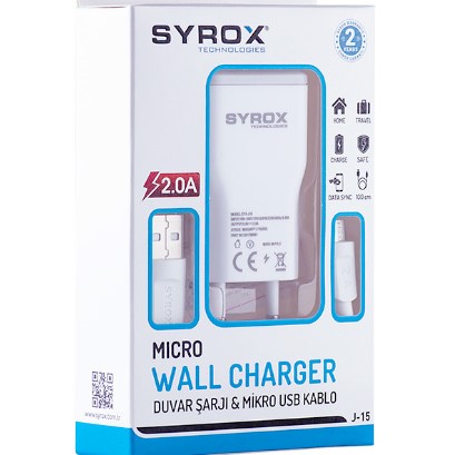 Syrox Micro USB Hızlı Şarj Aleti 2,0 amper micro şarz cihazı J15