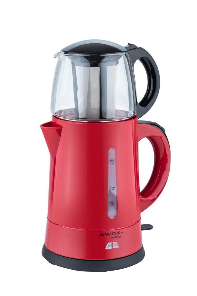 Awox Teaplus Kırmızı Elektrikli Cam Demlikli Çaycı Çay Çakinesi