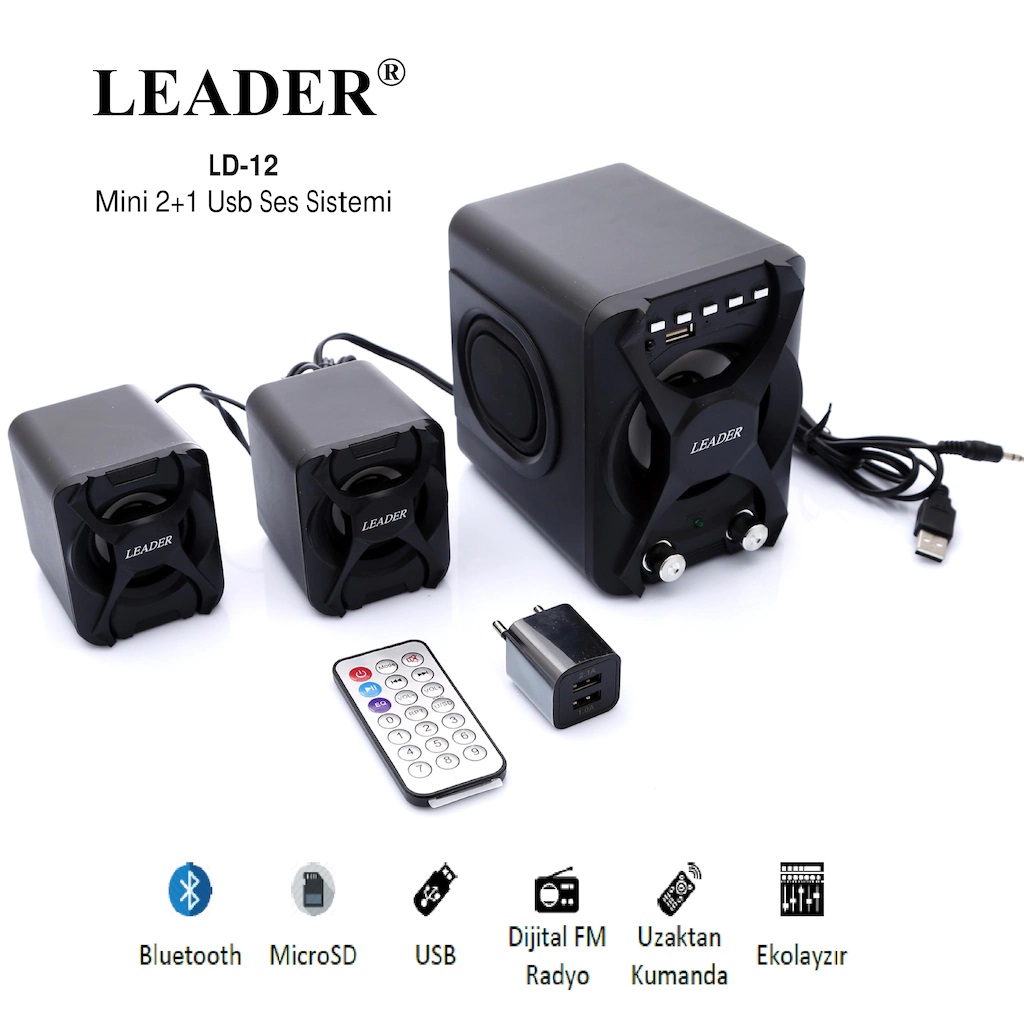 Leader LD12 Mini 2+1 USB Ses Sistemi