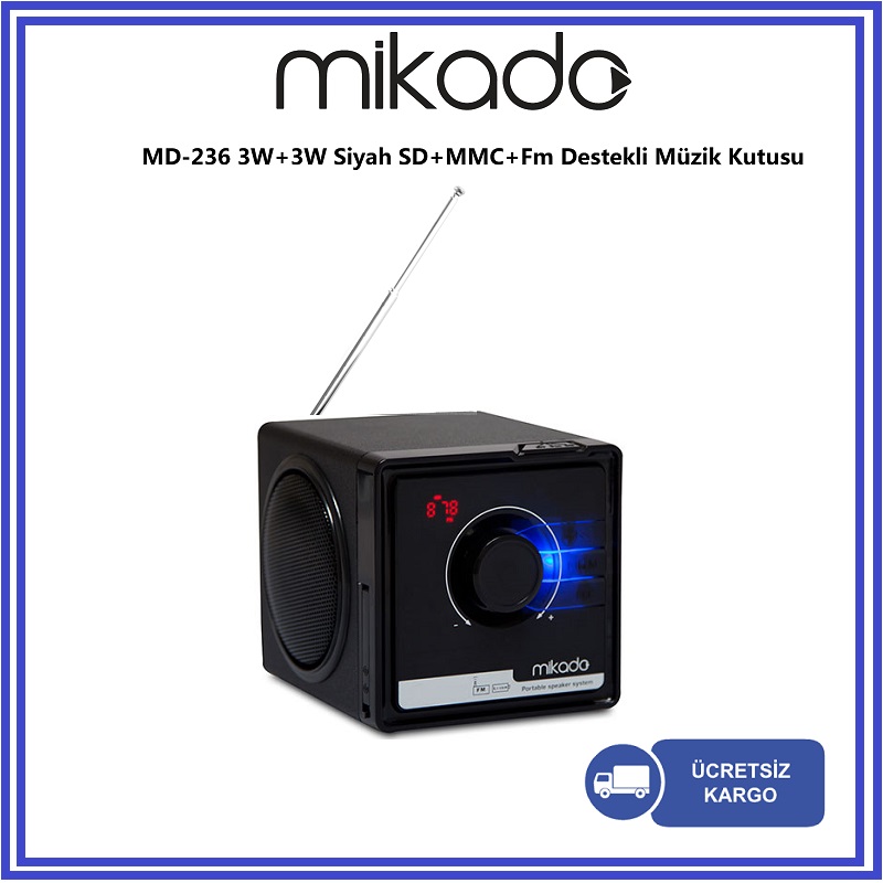 MIKADO MD-236 SİYAH SD+MMC+FM 3W+3W MÜZİK KUTUSU