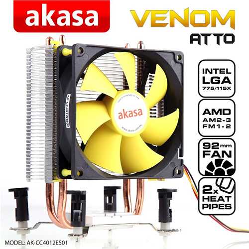 AKASA Venom Atto AMD/AM2-3/Intel LGA775/115x Bakır / Alüminyum He