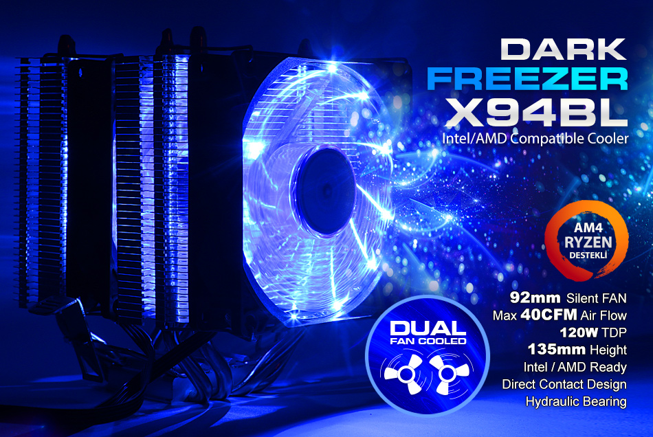 Dark Freezer X94 Intel/AMD İşlemci Soğutucu DKCCX94BL