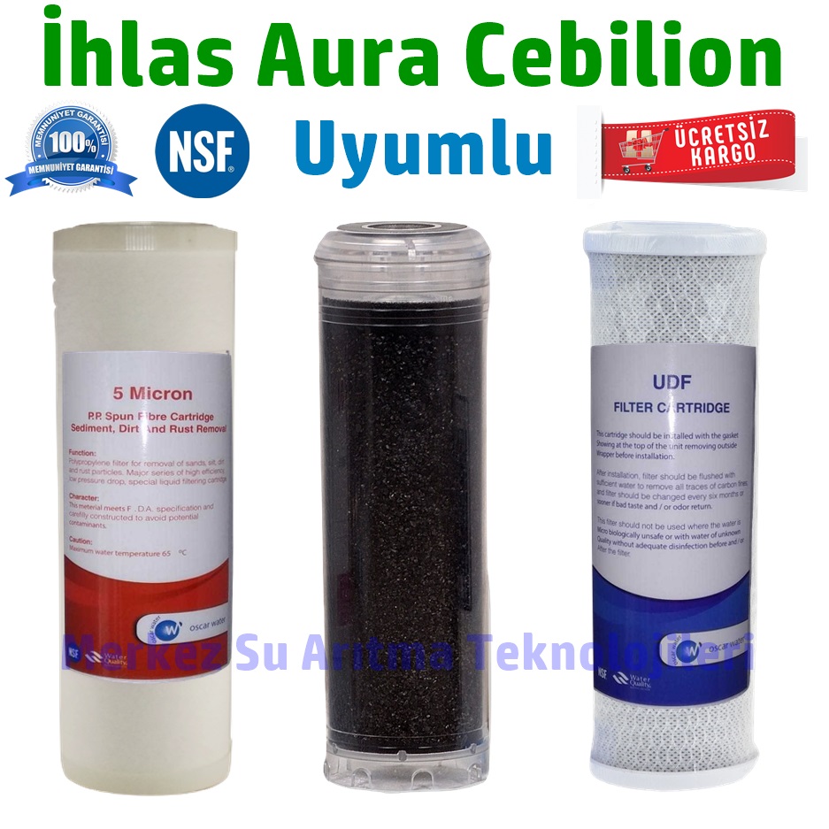 İhlas Aura cebilion Su Arıtma 3 lü set İstanbul Cebilion filtre