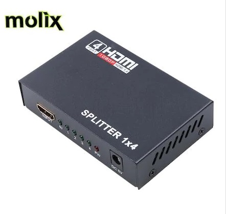 Molix 4 Port Hdmı Çoğaltıcı Splitter Hdmı 1.4V Çoklayıcı Dağıtıcı