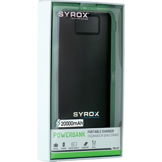 Syrox 20000 mAh Dijital Ekranlı PowerBank PB107