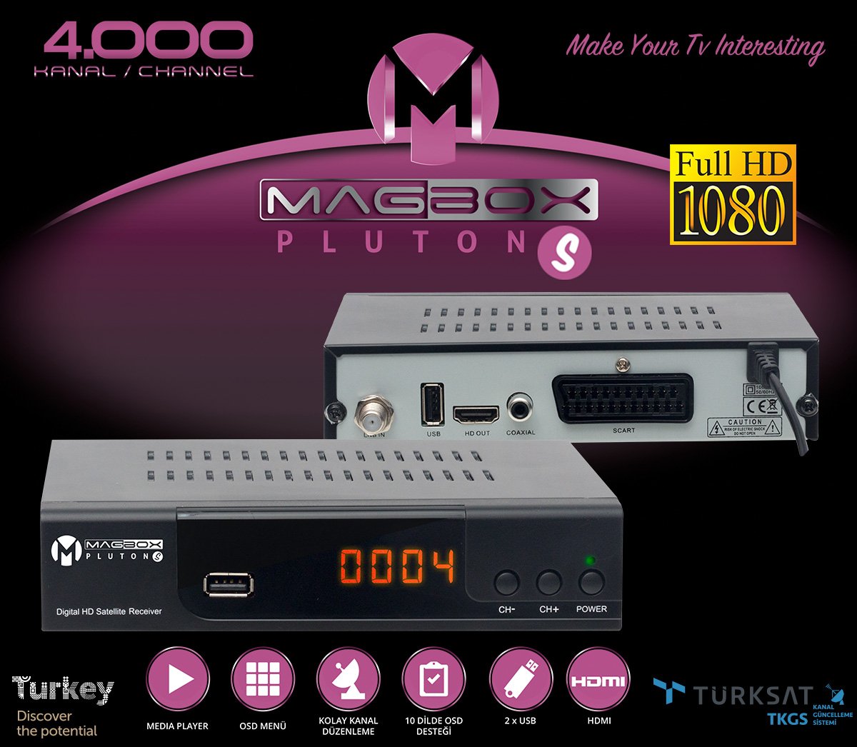 Magbox Pluton S Full Hd Uydu Alıcısı