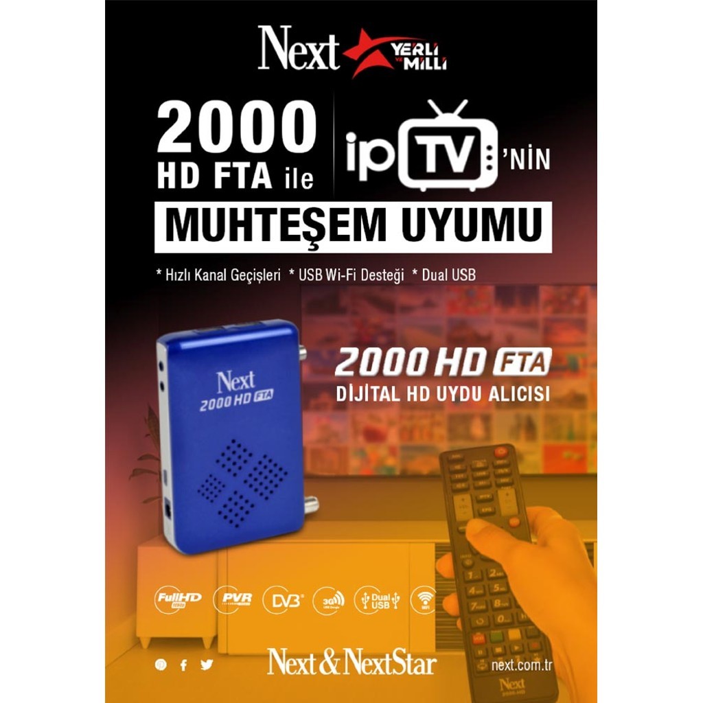 NEXT 2000 HD FTA + WİFİ + ÖZEL KANALLAR
