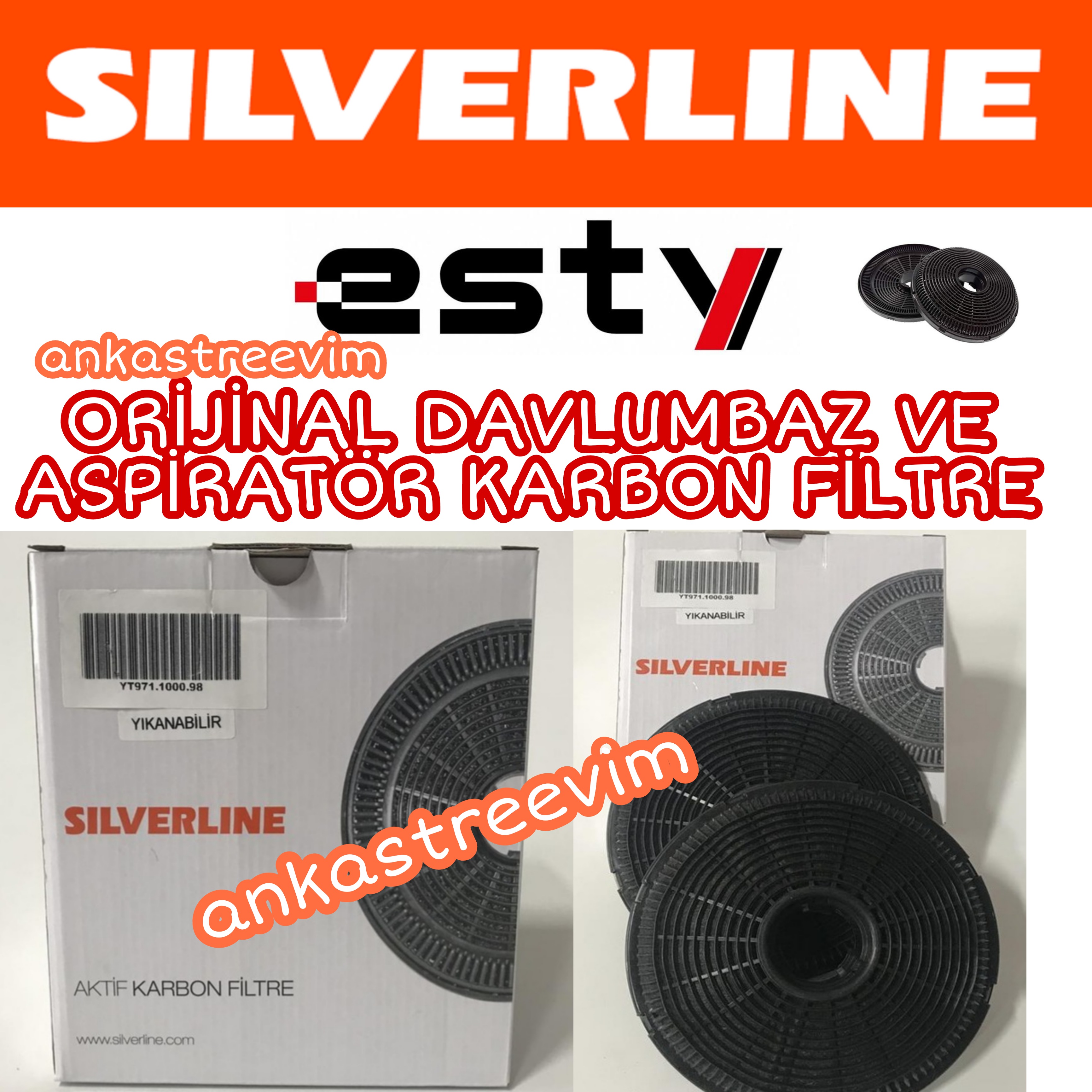Silverline Esty Davlumbaz Orijinal Yeni Nesil Karbon Filtre 16 cm