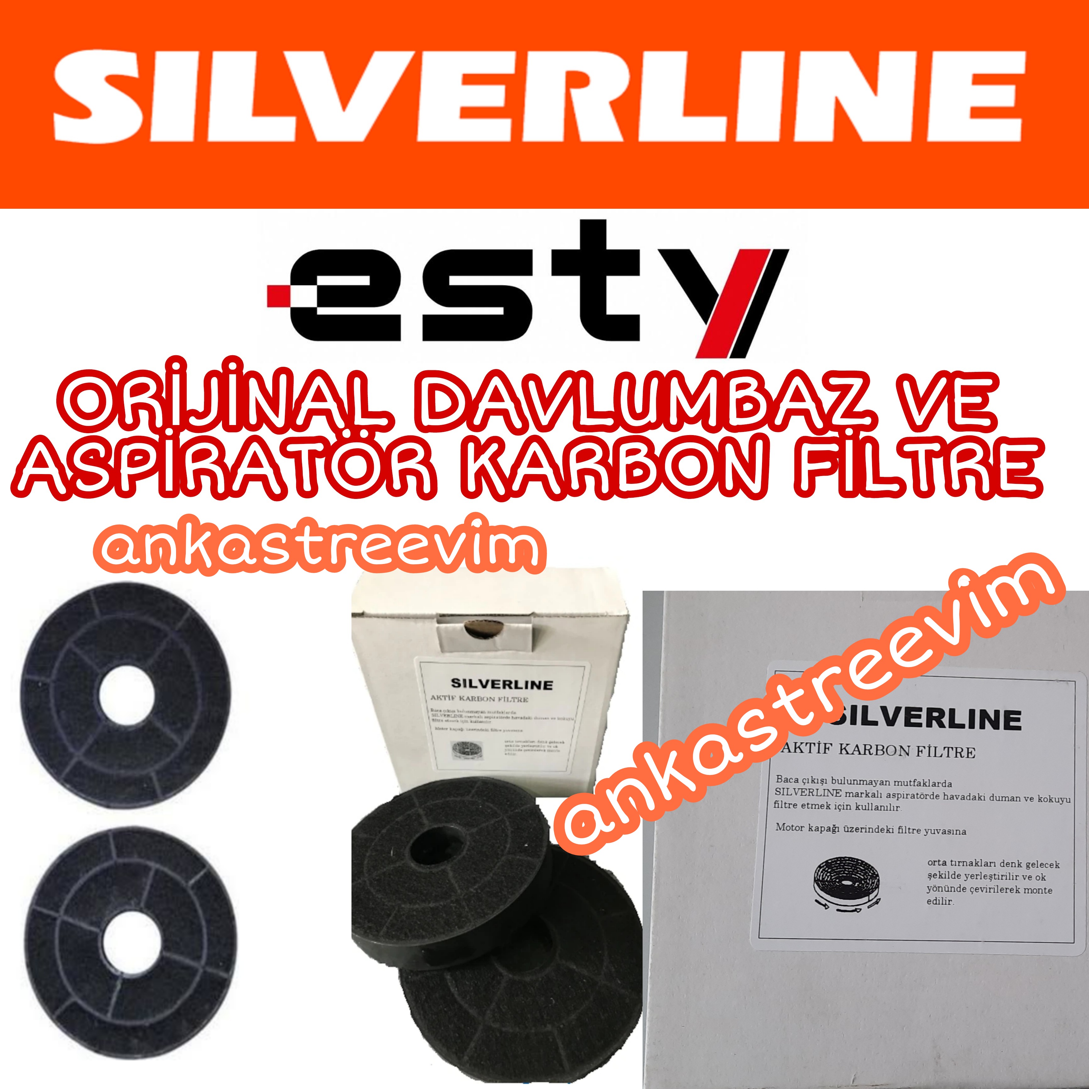 Silverline Esty  Orijinal Aktif Büyük Karbon Filtre 15 Cm
