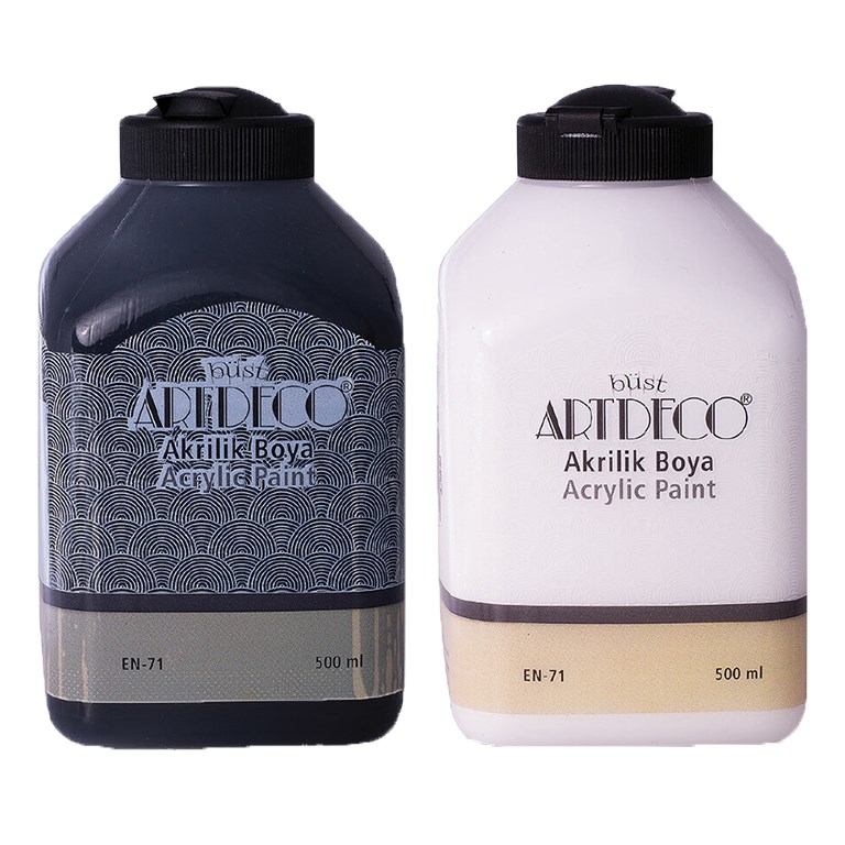 Artdeco Siyah-Beyaz Akrilik Ahşap Boyası Seti 500 ml