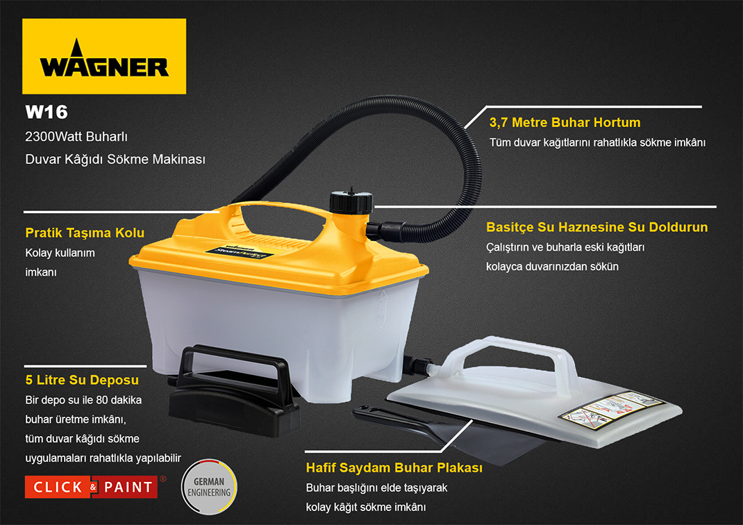 Wagner W16 2300Watt Buharlı Duvar Kâğıdı Sökme Makinası Fiyatları ve