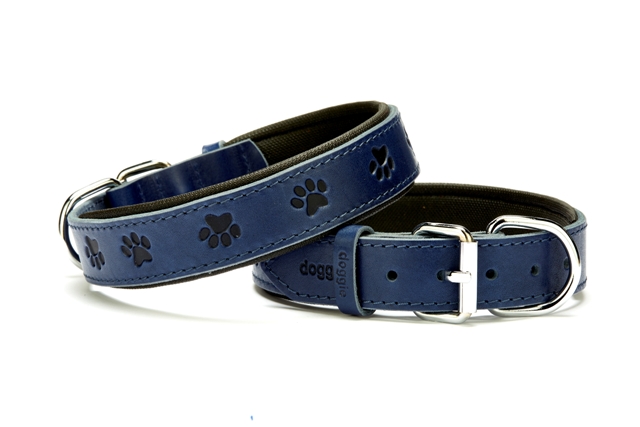 Doggie Pati Desenli Deri Köpek Boyun Tasması 3 x 42 x 50 CM Mavi