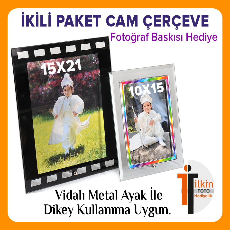 CAM ÇERÇEVE 2Lİ PAKET 10x15cm+15x21cm Fotoğraflara Özel