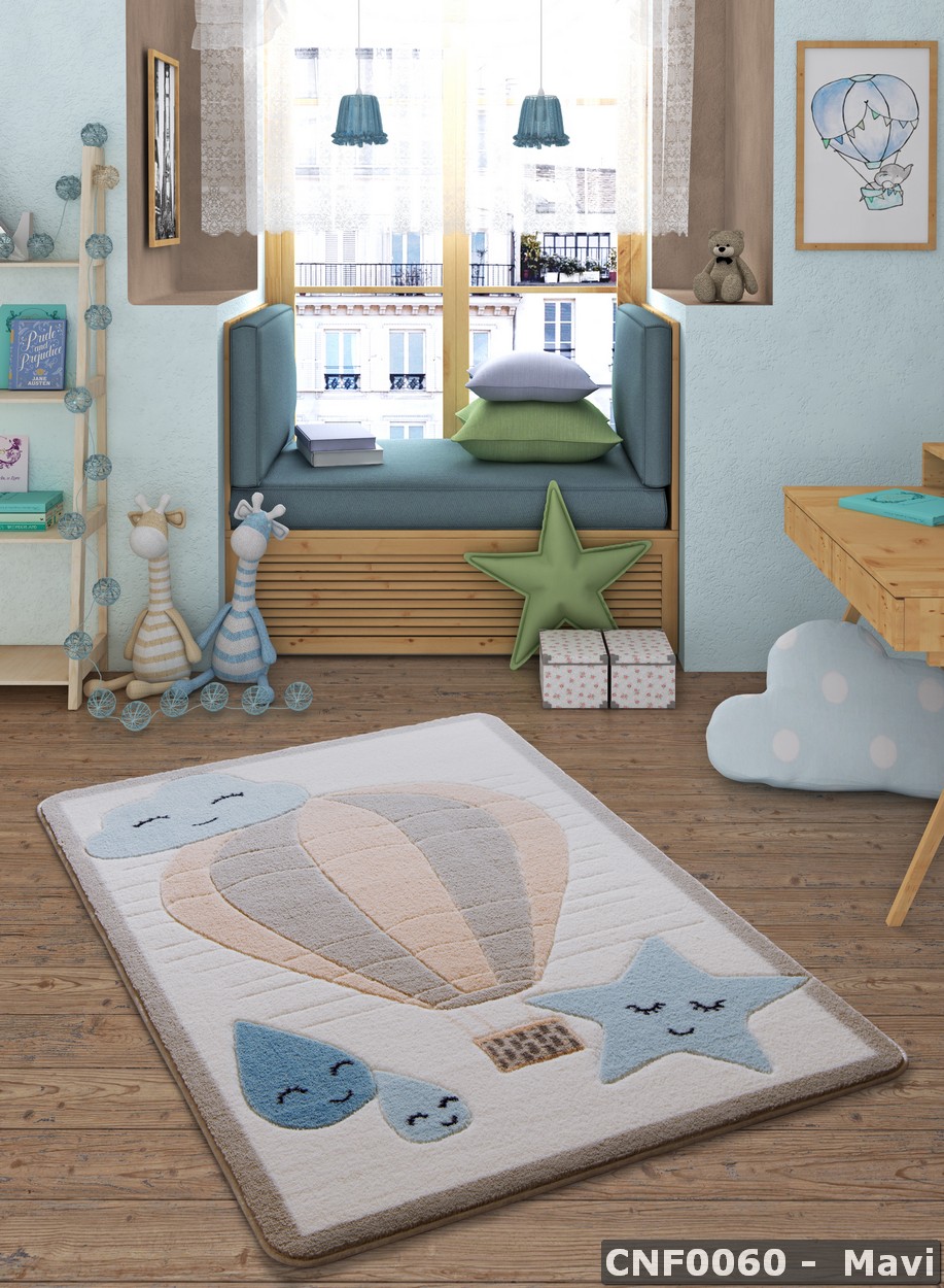 Confetti Çocuk & Bebek Odası Halısı Cloudy 133x190 Mavi