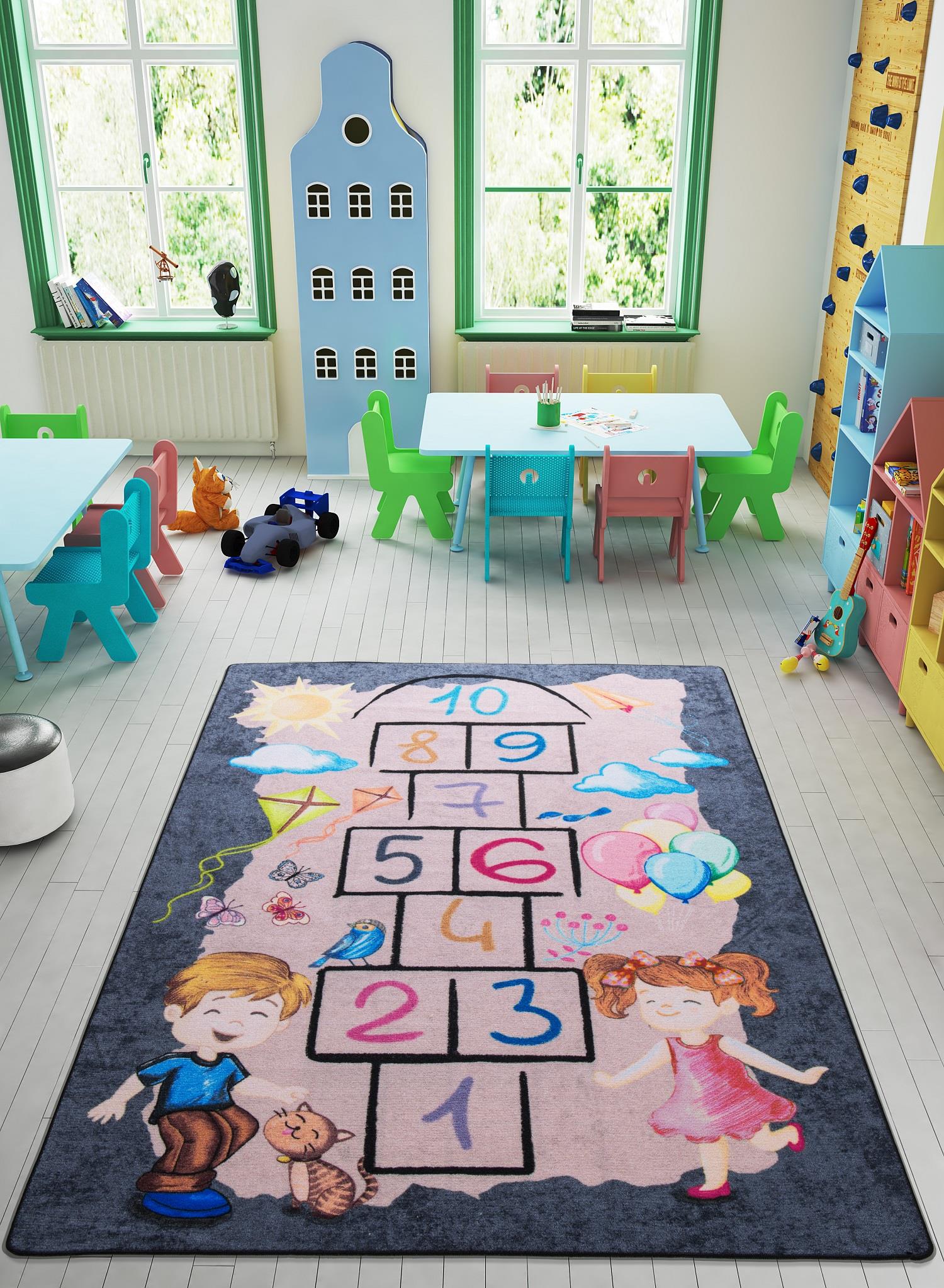 Confetti Street Game Çocuk Odası Anaokulu Seksek Oyun Halısı