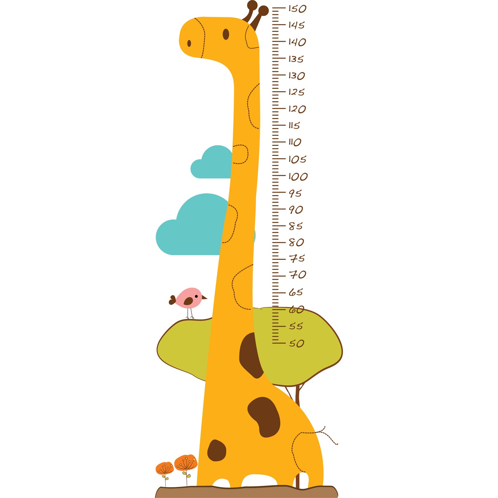 Mycey Yapışkanlı Çocuk Boy Ölçer 150 cm Zürafalı