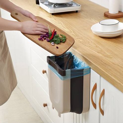 Mutfak Askılı Çöp Kovası Katlanabilir Raylı Çöp Kovası