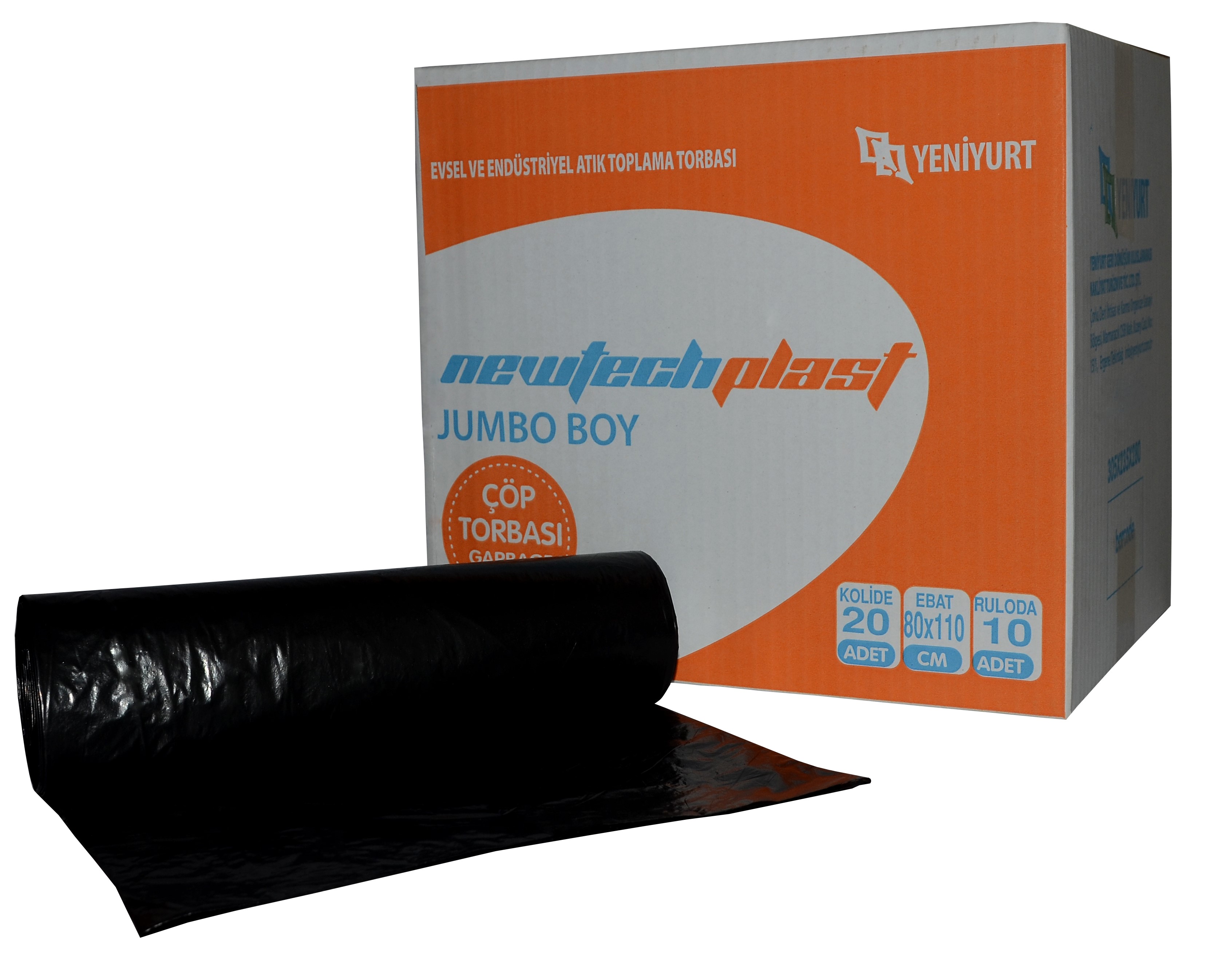 Newtech Plast Endüstriyel Jumbo Boy Çöp Torbası 400 G 20 Adet Siyah 80 x 110 CM