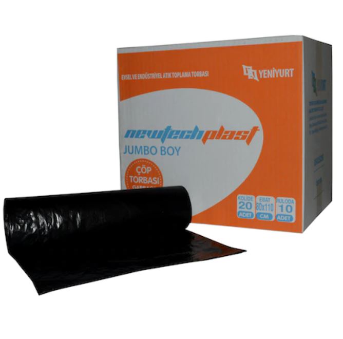 Newtech Plast Endüstriyel Jumbo Boy Çöp Torbası 400 G 20 Adet Siyah 80 x 110 CM