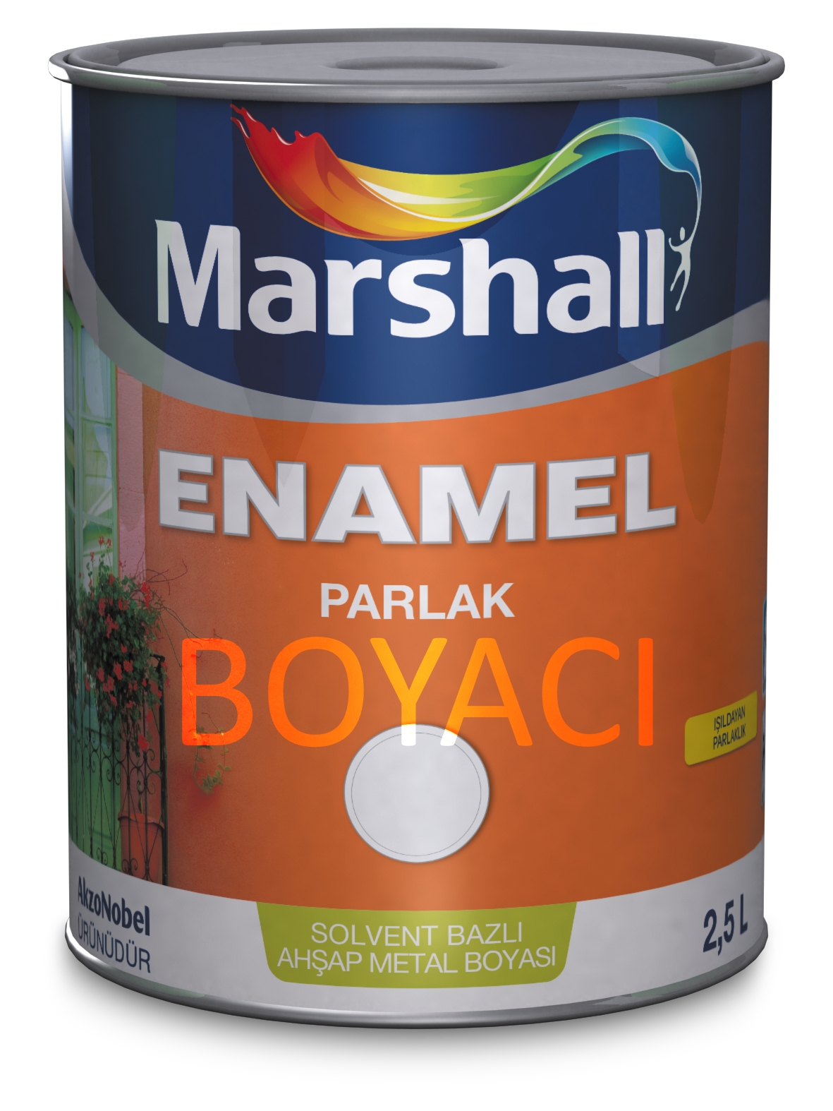 MARSHALL ENAMEL PARLAK SOLVENT BAZLI AHŞAP-METAL BOYASI 2,5 LT