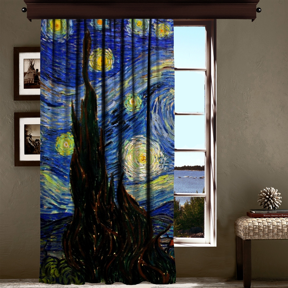Vincent Van Gogh - Yıldızlı Gece Panel 1 Fon Perde