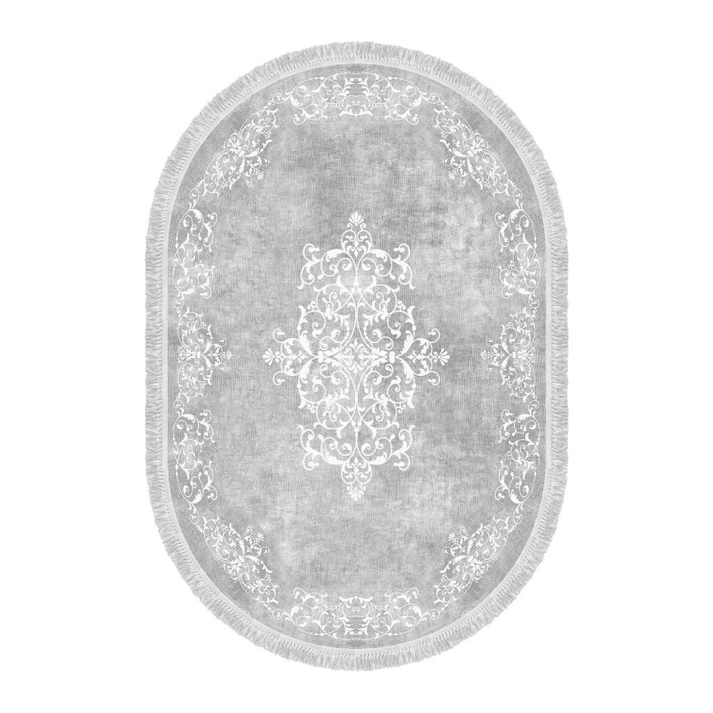 Stratum Safir 2089-Gri Dekoratif Oval Halı