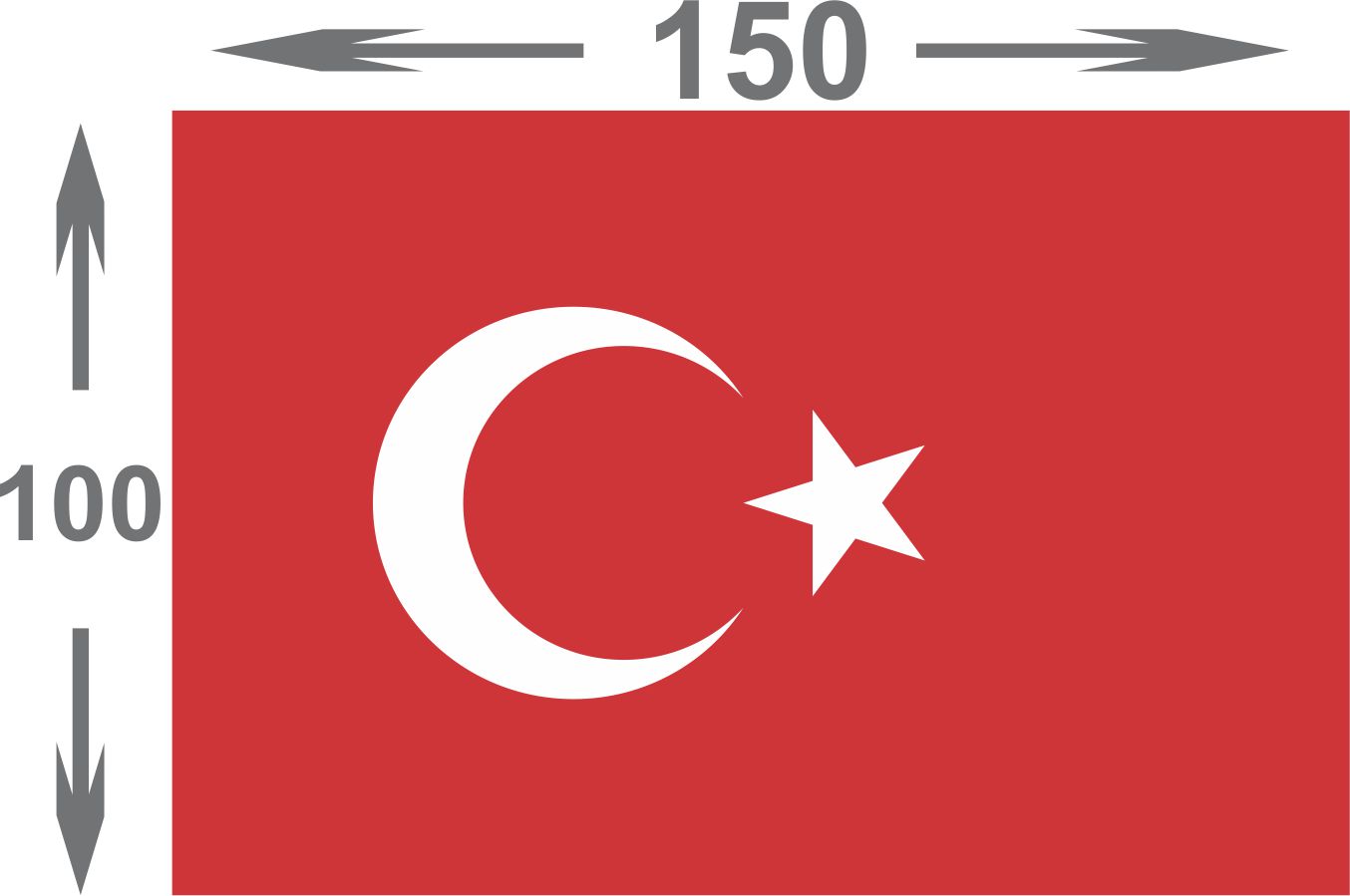 Bayrak - 100x150 cm Türk Bayrağı Alpaka Kumaş, Kenarları Dikişli