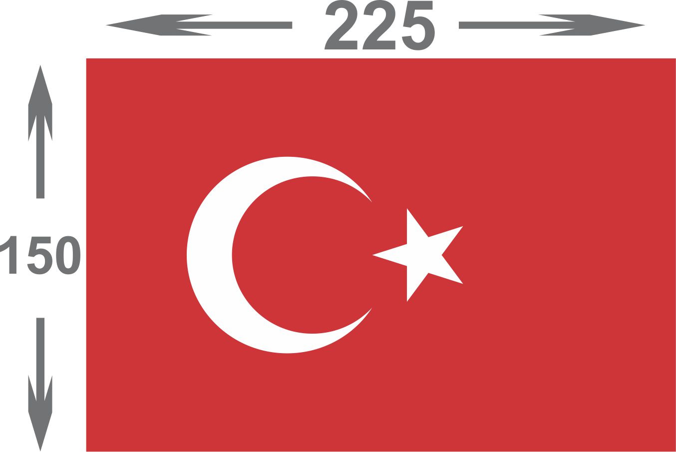 Bayrak - 150x225 cm Türk Bayrağı Alpaka Kumaş,Kenarları Dikişli