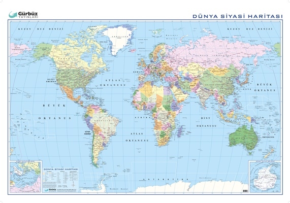 Kaliteli Öğretici Dünya Siyasi  Haritası 70x100cm