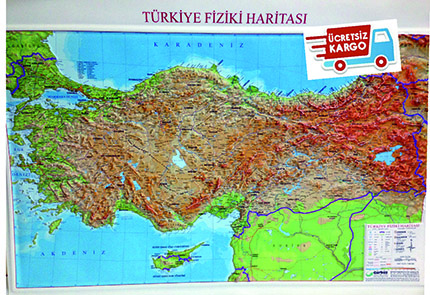 TÜRKİYE FİZİKİ HARİTASI KABARTMA 70X100 CM gürbüz yayınları