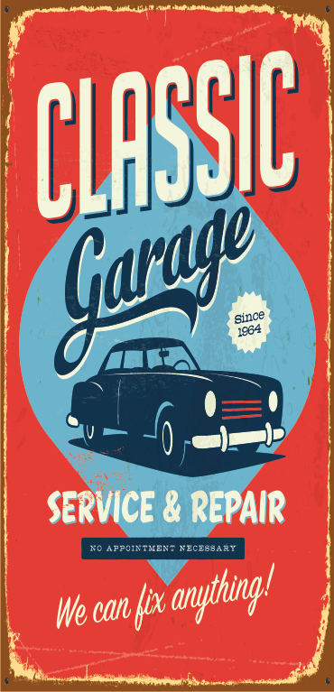 Classic Garage Mini Retro Ahşap Poster