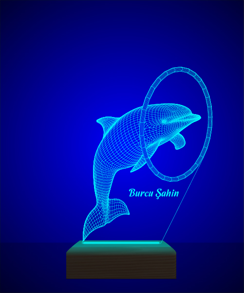 HobiMod 3d 3 Boyutlu Led Masa Gece Lambası Yunus Balığı